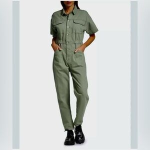 Free People Marci Denim Stylish Utility Jumpsuit - Size L. NWT